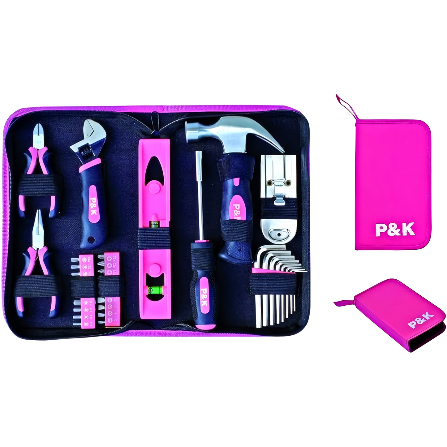 P & K 35-teiliges Werkzeugset im praktischen Etui in Pink