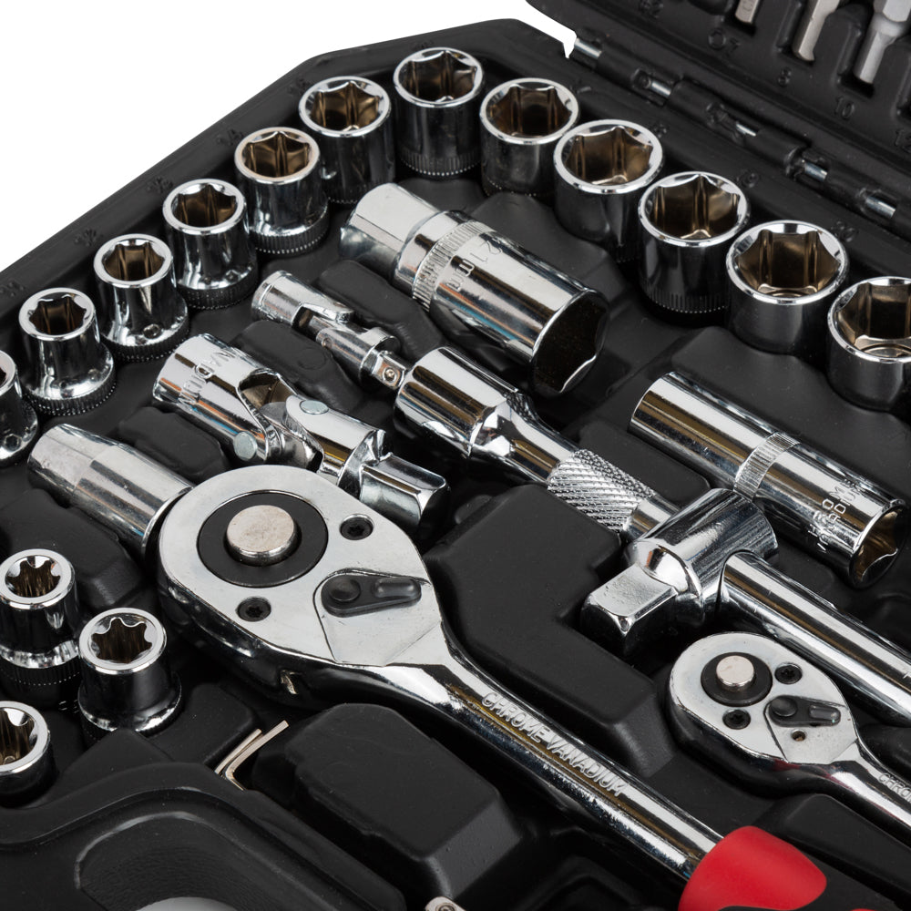 108-teiliges 1/4" & 1/2" Knarrenkasten-Set – Praktisches All-in-One Werkzeugset für vielseitige Anwendungen PHiXWELL