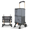 Faltbare Sackkarre mit Tasche,2in1 Einkaufstrolley & Sackkarre – faltbar, 50kg Tragkraft, XL-Räder