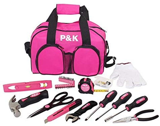 P & K  77-teiliges Werkzeugtasche-Set  Werkzeugset in Pink