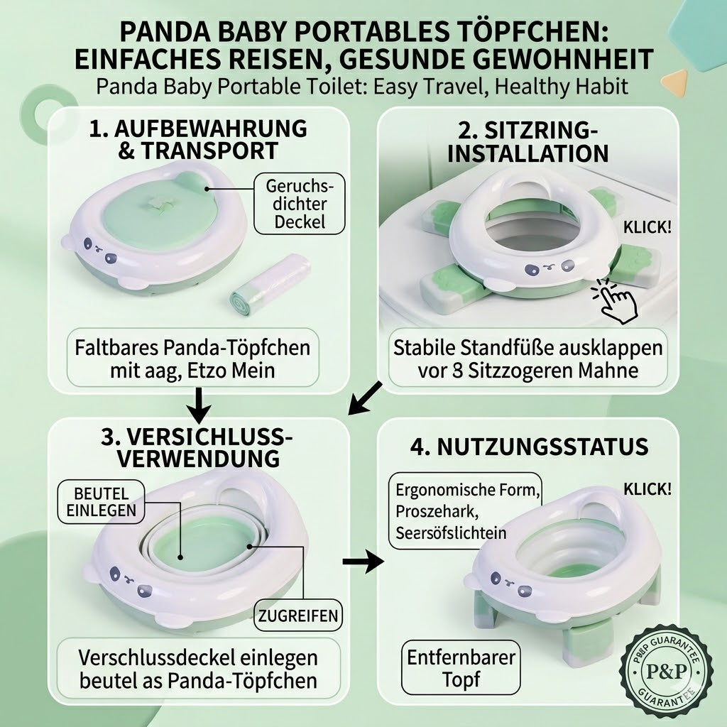 Töpfchentraining Tragbarer Toilettensitz Reise-Toilette, faltbar und leicht zu reinigen Grün