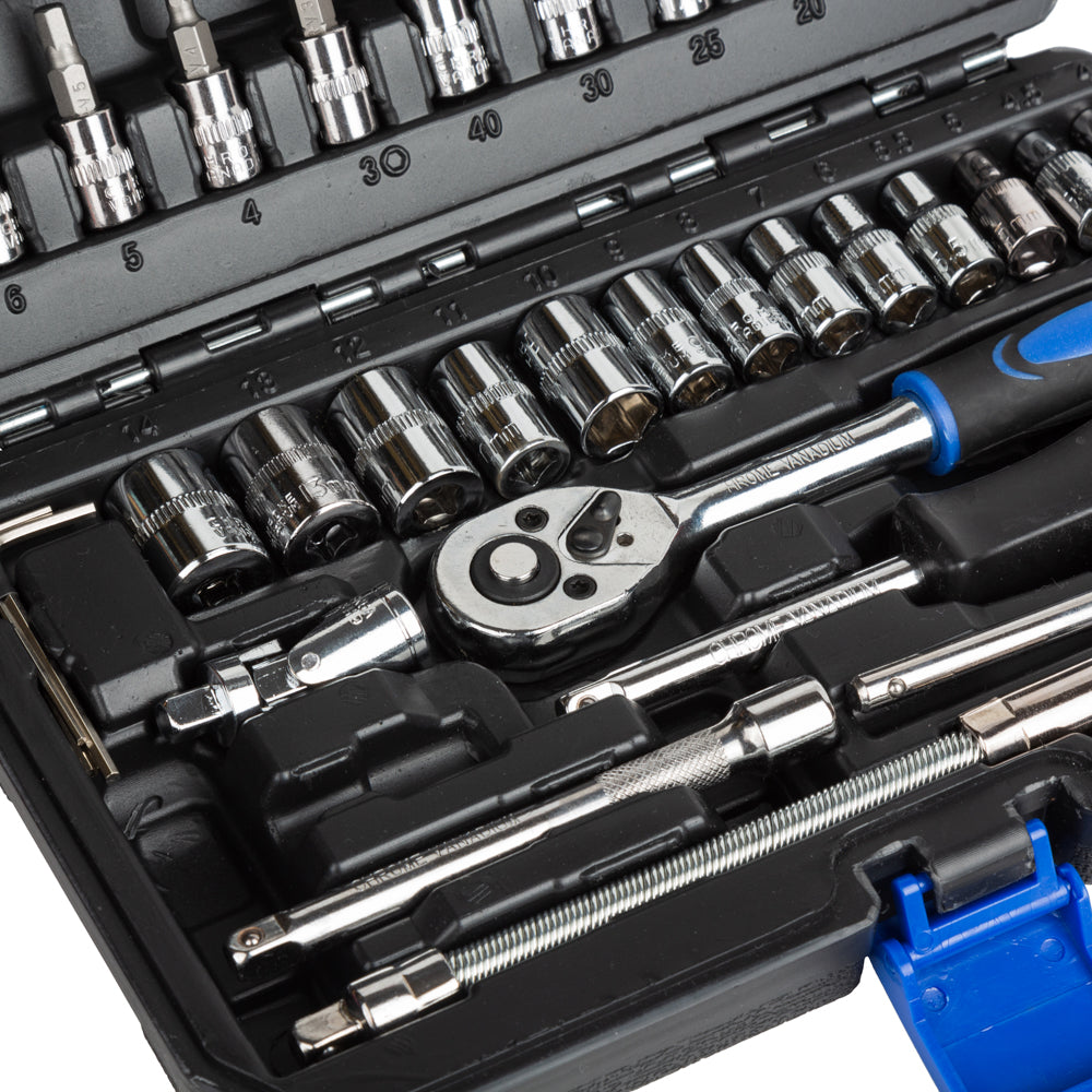 46-teiliges Knarrenkasten-Set Knarrenkasten Steckschlüssel Steckschlüsselsatz1/4" – Kompaktes und vielseitiges Werkzeugset für präzise Schraubarbeiten PHiXWELL
