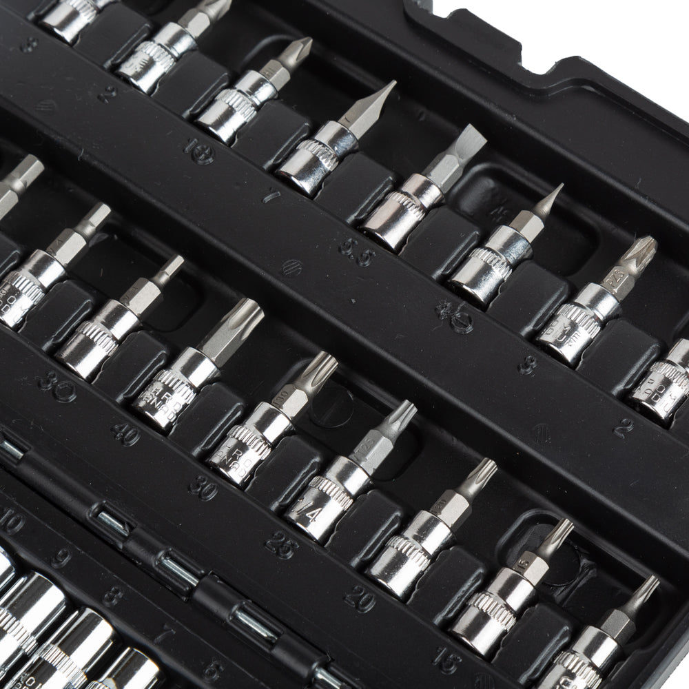 46-teiliges Knarrenkasten-Set Knarrenkasten Steckschlüssel Steckschlüsselsatz1/4" – Kompaktes und vielseitiges Werkzeugset für präzise Schraubarbeiten PHiXWELL