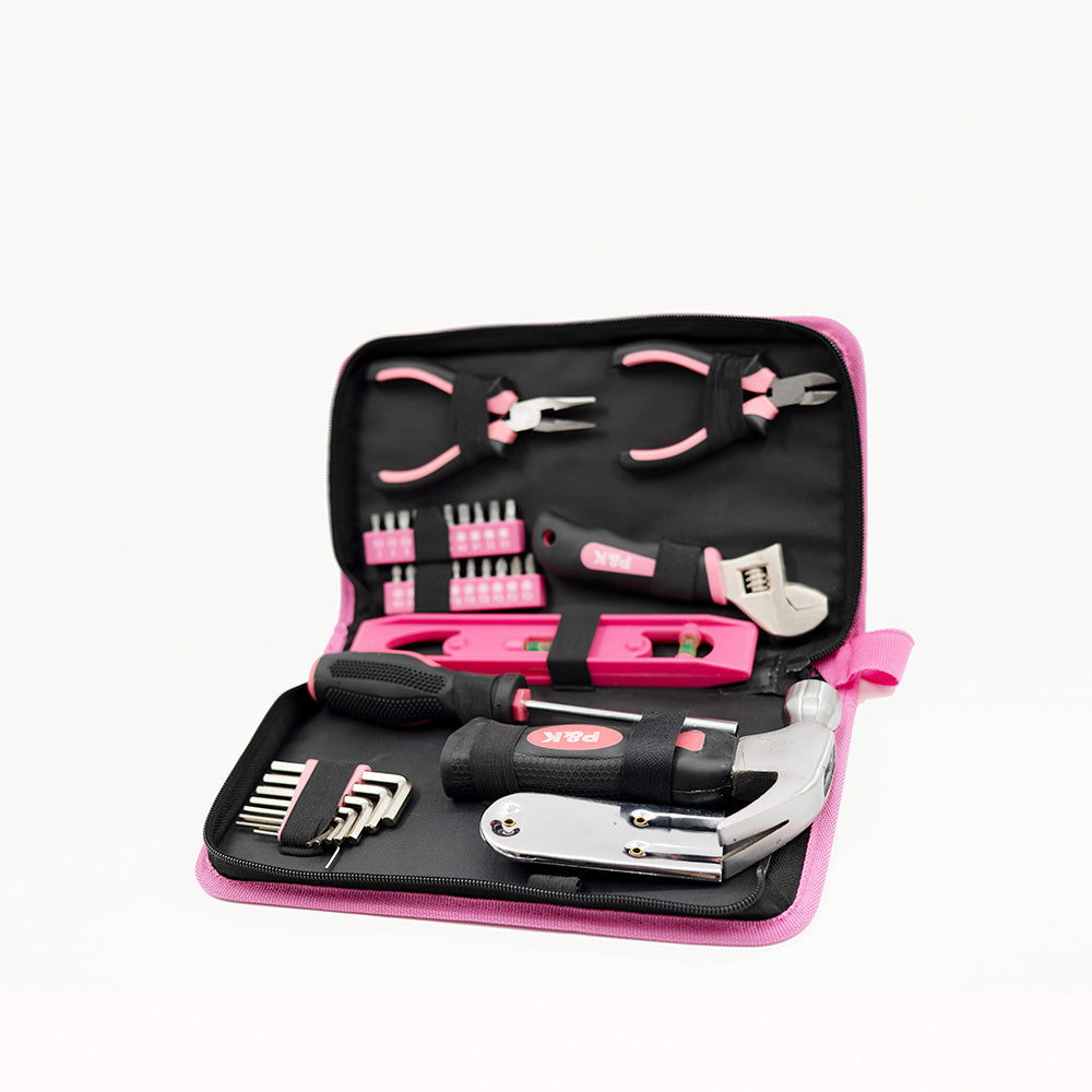 P & K 35-teiliges Werkzeugset im praktischen Etui in Pink
