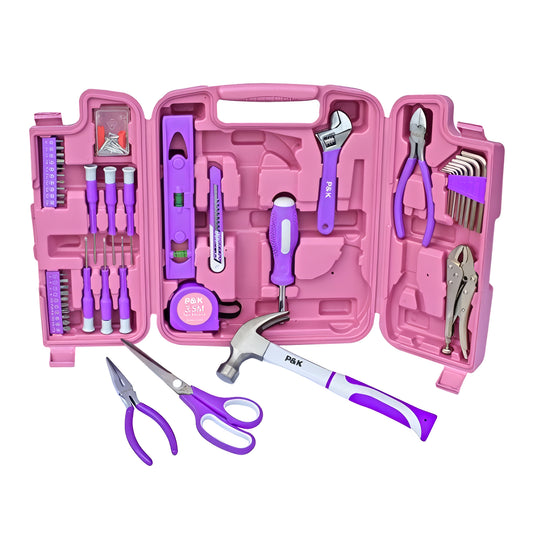 P & K 75 Teiliges Werkzeugset Werkzeugkoffer in Pink-Lila