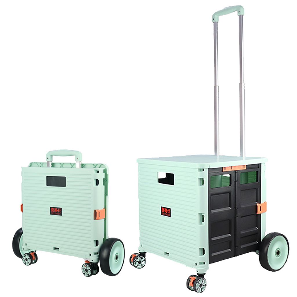 Faltbare Sackkarre mit Tasche,2in1 Einkaufstrolley: Klappbare Transportbox mit 6-Zoll XL-Rädern