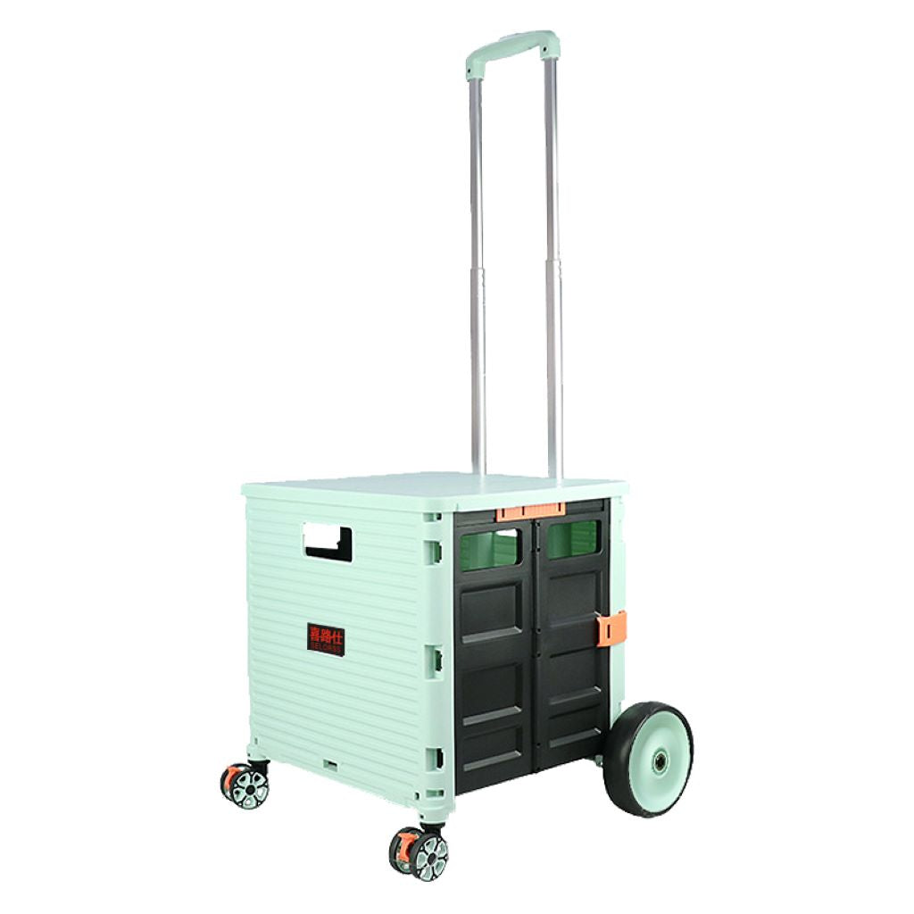 Faltbare Sackkarre mit Tasche,2in1 Einkaufstrolley: Klappbare Transportbox mit 6-Zoll XL-Rädern