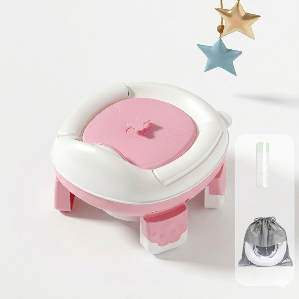 Töpfchentraining Tragbarer Toilettensitz Reise-Toilette, faltbar und leicht zu reinigen Pink