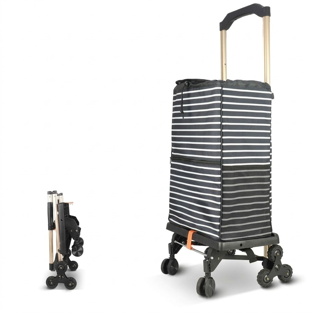 Faltbare Sackkarre mit Tasche ,2in1 Treppensteiger-Einkaufstrolley – 50kg Last, faltbar, Sackkarre