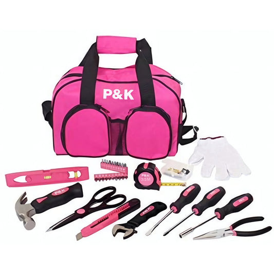 P & K  77-teiliges Werkzeugtasche-Set  Werkzeugset in Pink