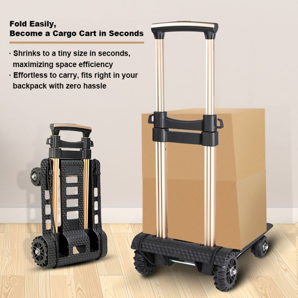 Faltbare Sackkarre mit Tasche – 4 Räder Gepäckwagen & Transportkarre